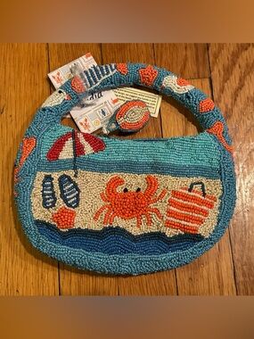 Beaded Beach Handbag 🦀🌊 | Adorable Coastal Statement Purse (viral) NWT